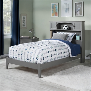 AFI Newport Twin Bookcase Solid Wood Bed in Grey