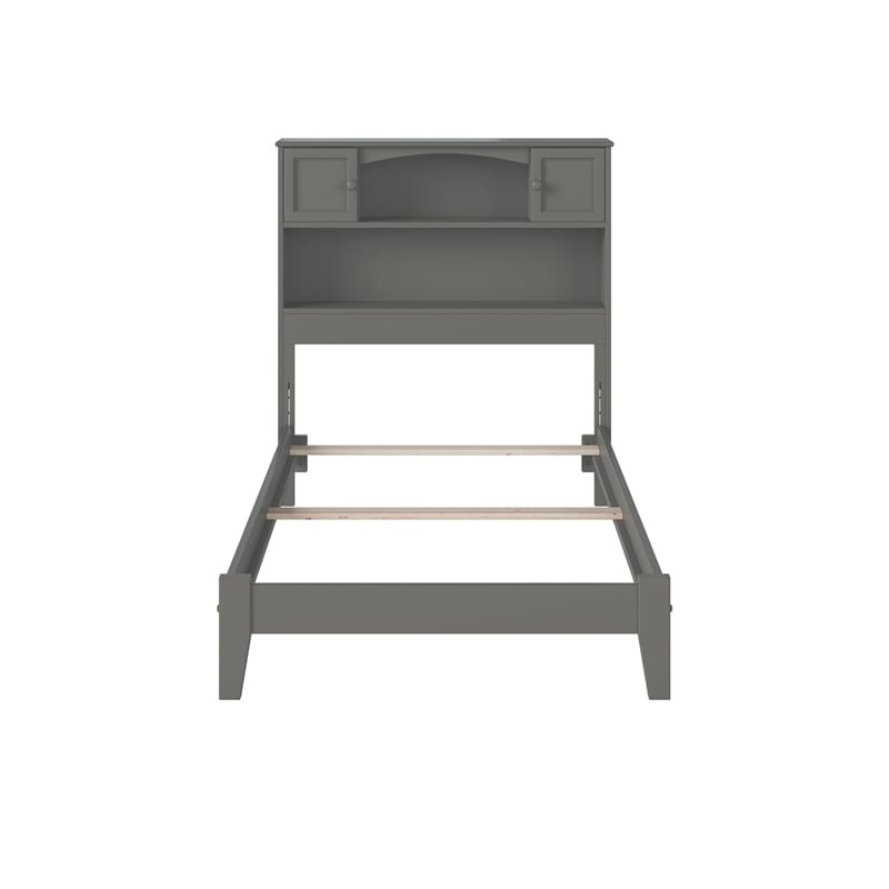AFI Newport Twin Bookcase Solid Wood Bed in Grey