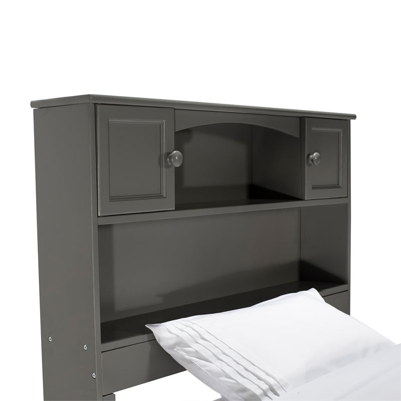 AFI Newport Twin Bookcase Solid Wood Bed in Grey