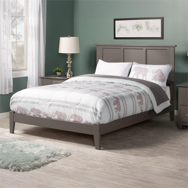 Madison Full Solid Wood Foundation Bed in Grey