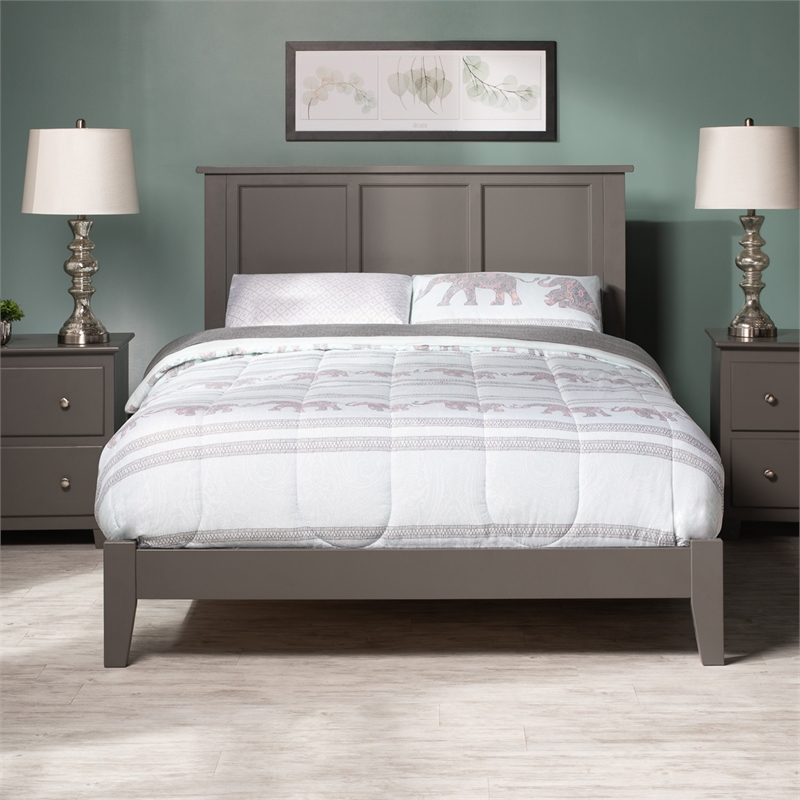 Madison Full Solid Wood Foundation Bed in Grey