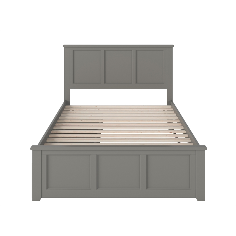 Madison Full Platform Bed with Matching Footboard and Storage Drawers in Grey