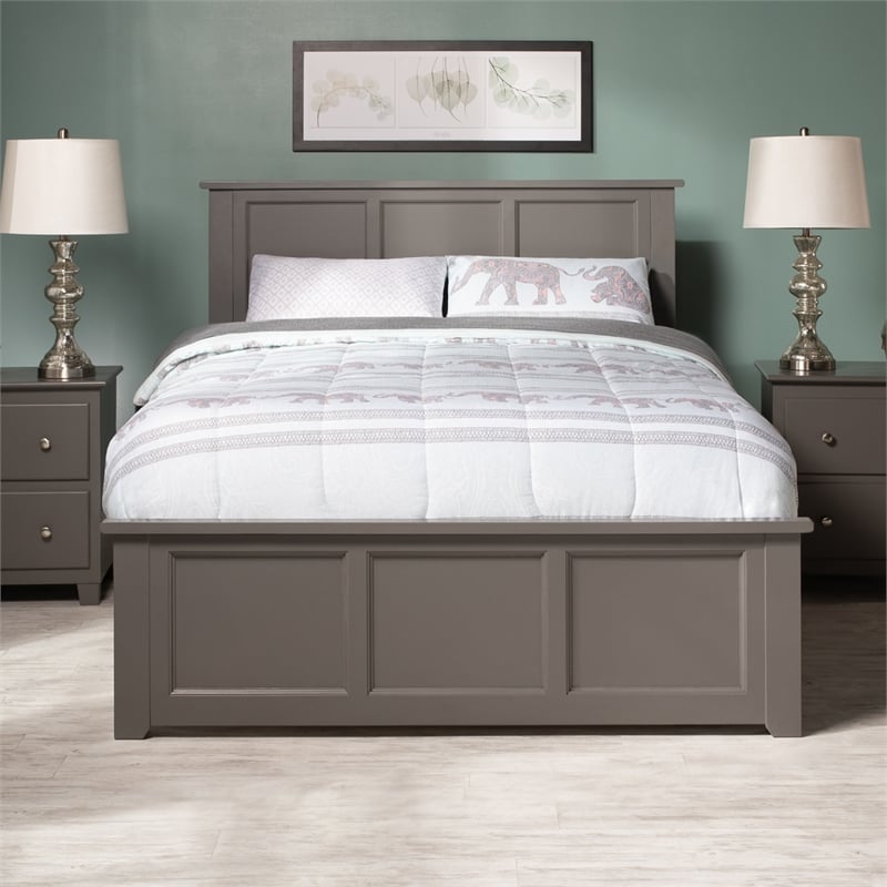 Madison Full Platform Bed with Matching Footboard and Storage Drawers in Grey