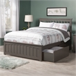 Mission Full Wood Platform Bed with Matching Footboard & Storage Drawers in Grey