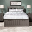 Mission Full Wood Platform Bed with Matching Footboard & Storage Drawers in Grey