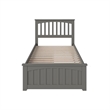 Mission Twin XL Platform Bed with Matching Footboard & Storage Drawers in Grey