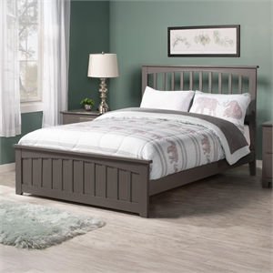 Mission Full Wood Foundation Bed with Matching Footboard in Grey