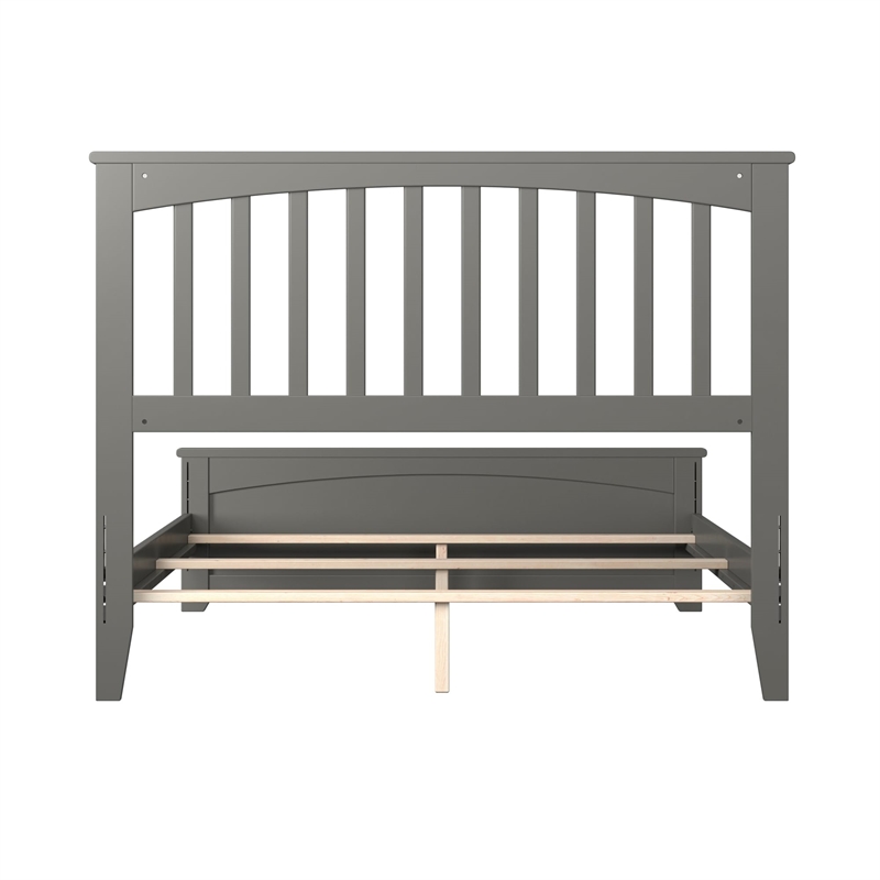 Mission Full Wood Foundation Bed with Matching Footboard in Grey
