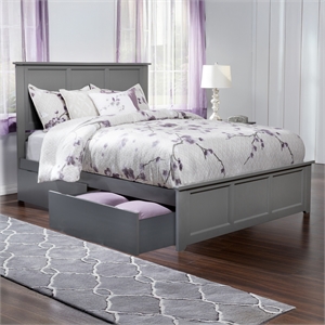Madison Queen Platform Bed with Matching Footboard & Storage Drawers in Grey