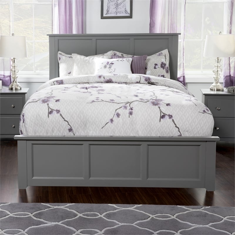 Madison Queen Platform Bed with Matching Footboard & Storage Drawers in Grey