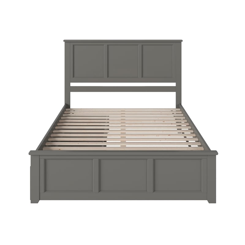 Madison Queen Platform Bed with Matching Footboard & Storage Drawers in Grey