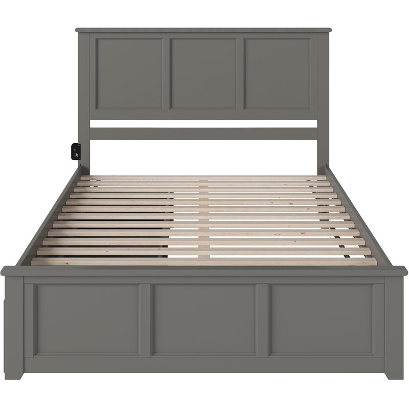 Madison Queen Platform Bed with Matching Footboard & Storage Drawers in Grey