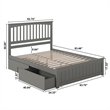 Mission Queen Platform Bed with Matching Footboard & Storage Drawers in Grey