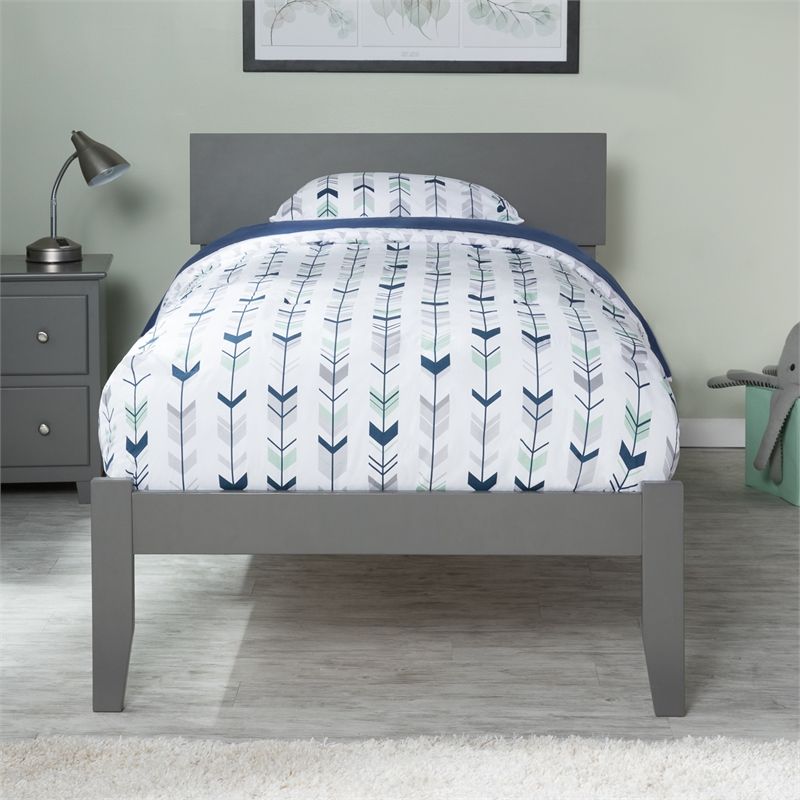 Orlando Twin Solid Wood Platform Bed in Grey