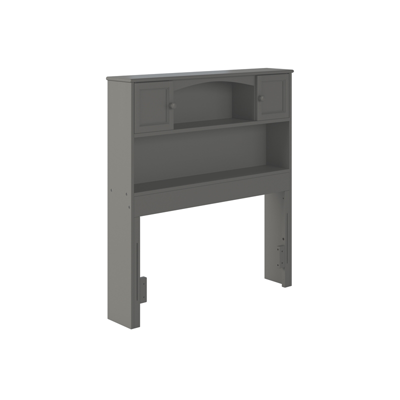 AFI Newport Twin Solid Wood Bookcase Headboard in Gray