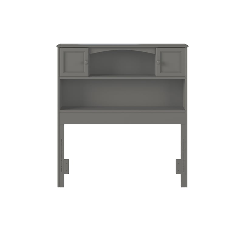 AFI Newport Twin Solid Wood Bookcase Headboard in Gray