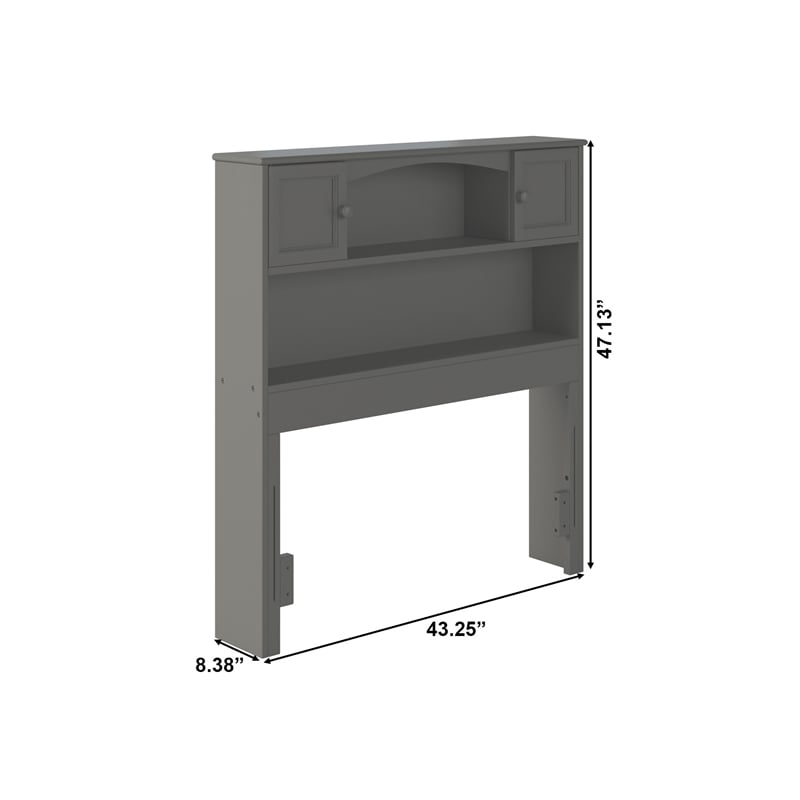 AFI Newport Twin Solid Wood Bookcase Headboard in Gray