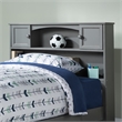 AFI Newport Full Wood Bookcase Headboard with Device Charger in Gray