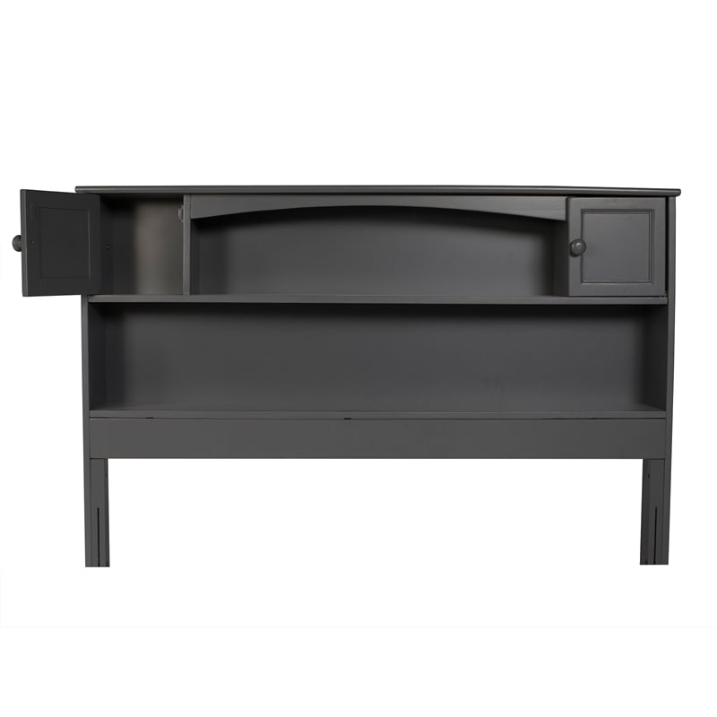 AFI Newport Full Wood Bookcase Headboard with Device Charger in Gray
