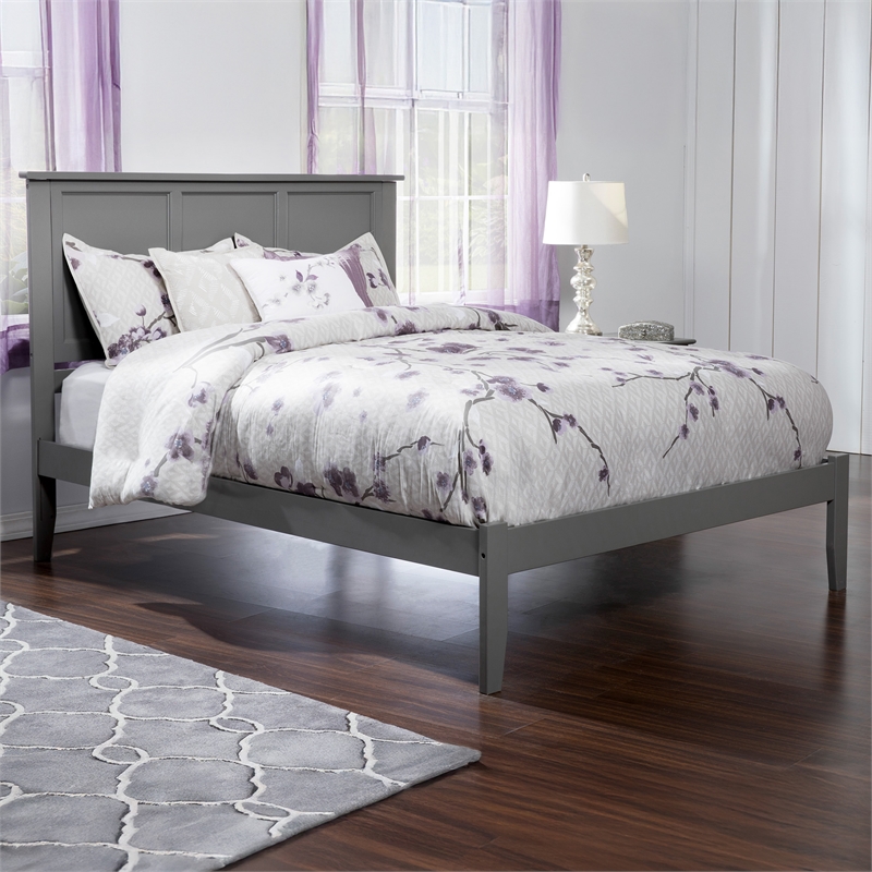 Madison Queen Solid Wood Platform Bed in Grey