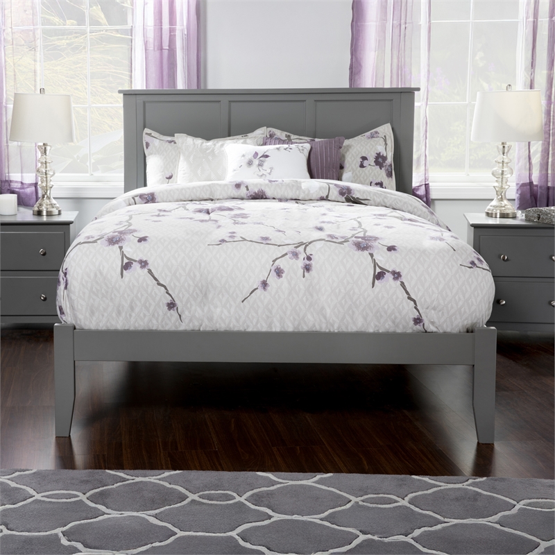 Madison Queen Solid Wood Platform Bed in Grey