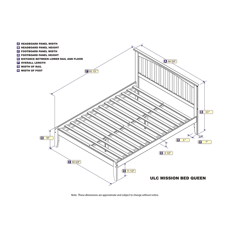 AFI Mission Queen Solid Wood Platform Bed in Gray