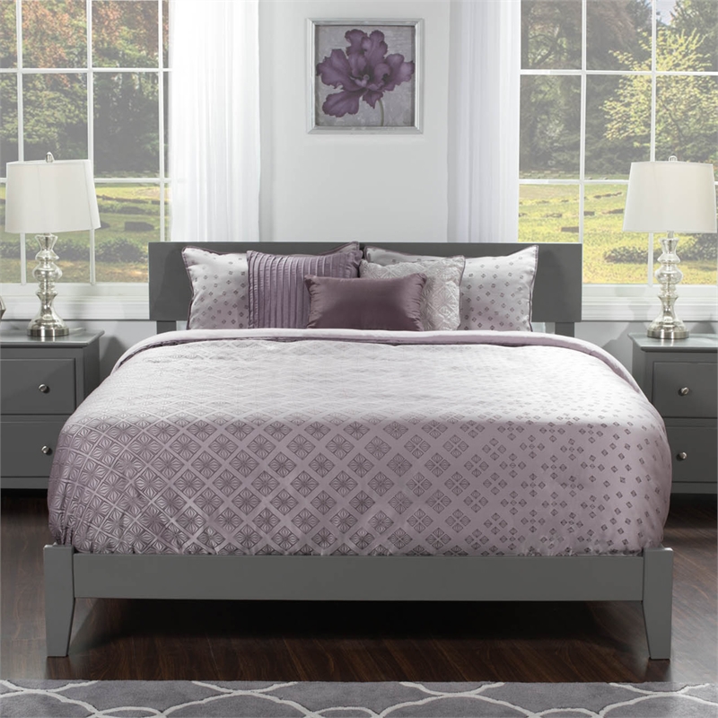 Orlando Full Solid Wood Foundation Bed in Grey