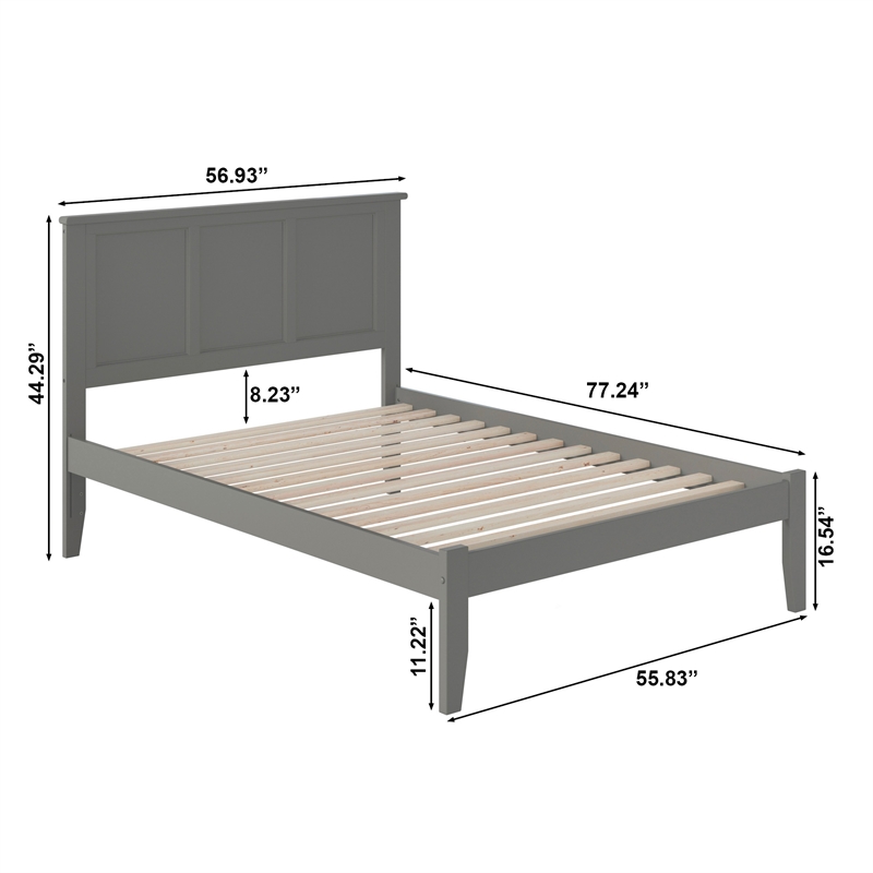 Madison Full Solid Wood Platform Bed in Grey
