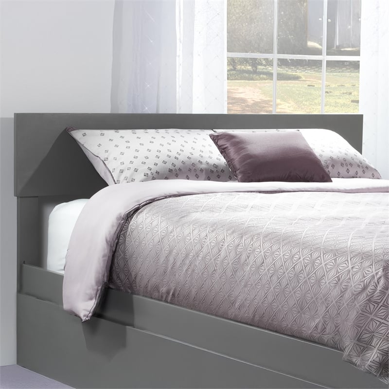 Orlando Queen Modern Wood Panel Headboard in Grey