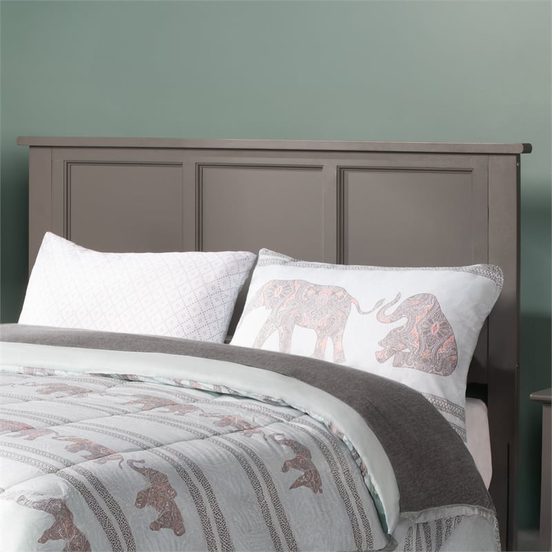 Madison Full Solid Wood Panel Headboard in Grey
