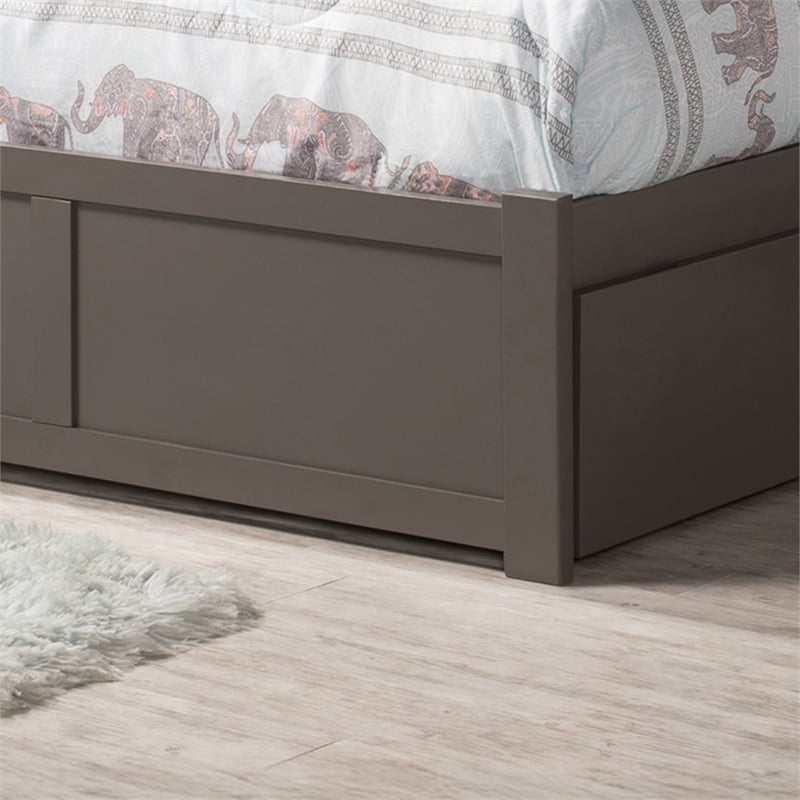 AFI Concord Full Solid Wood Platform Bed with Twin Trundle in Gray