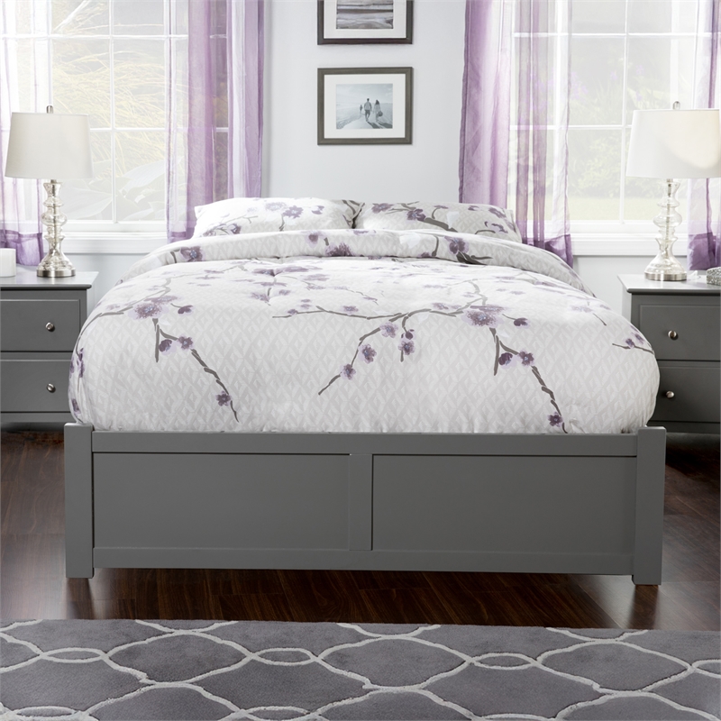AFI Concord Full Solid Wood Platform Bed with Twin Trundle in Gray