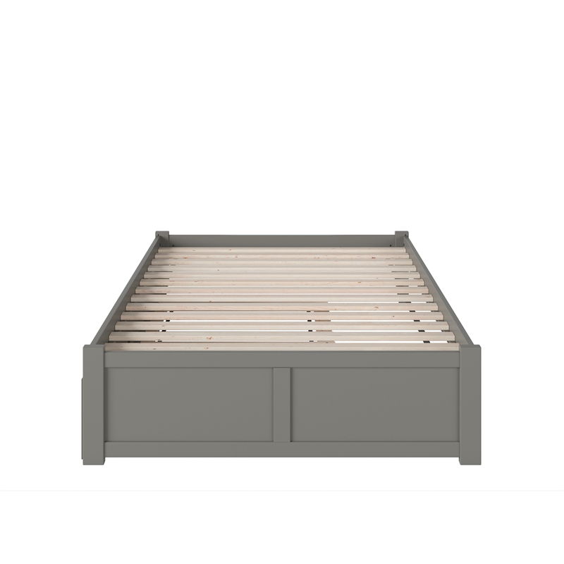 AFI Concord Full Solid Wood Platform Bed with Twin Trundle in Gray