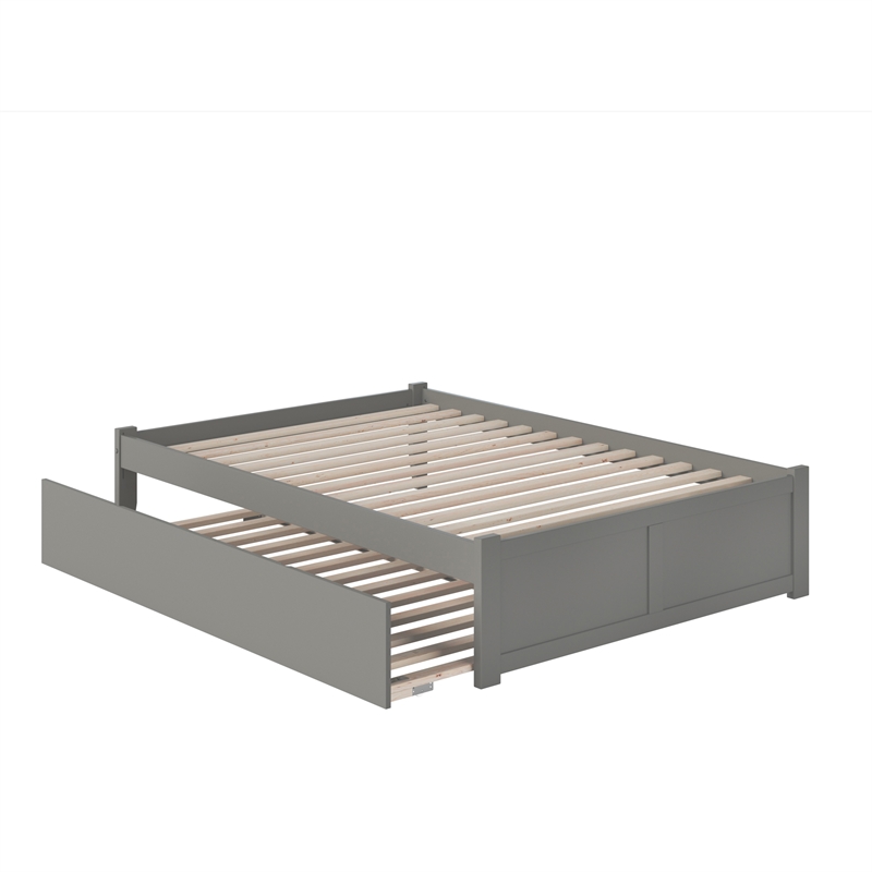 AFI Concord Full Solid Wood Platform Bed with Twin Trundle in Gray