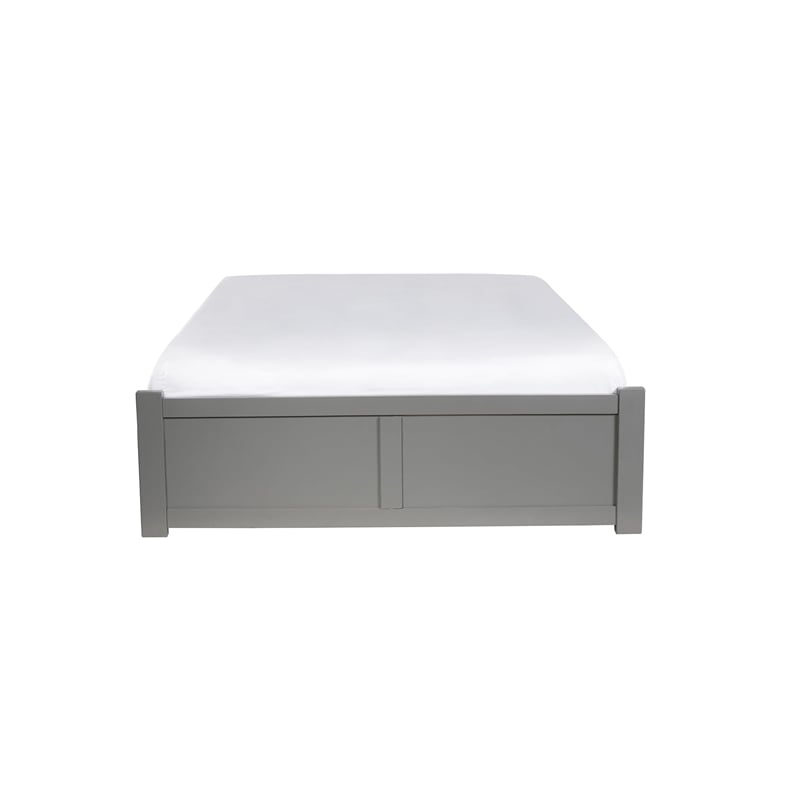 Concord King Wood Platform Bed with Footboard & 2 Storage Drawers in Gray