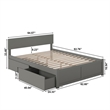 Orlando Queen Wood Platform Bed with Footboard and Storage Drawers in Grey