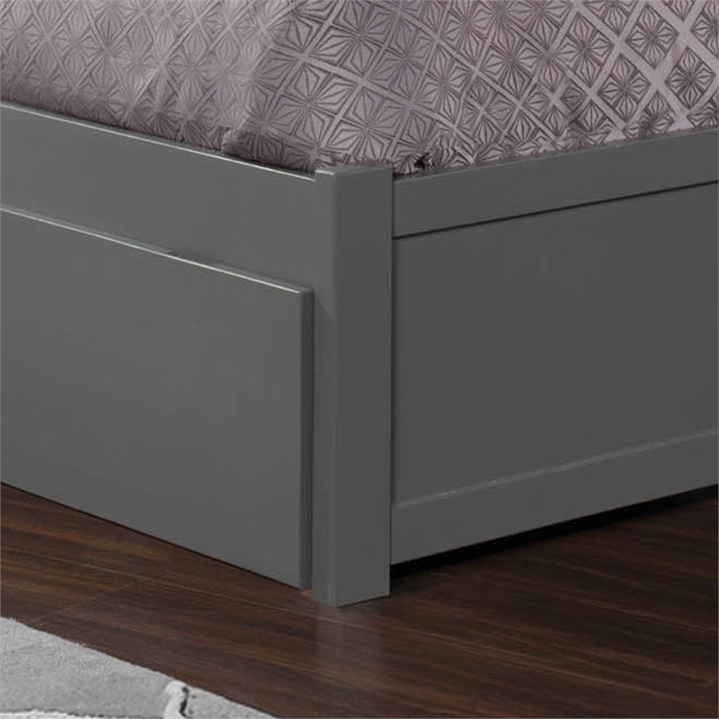 Orlando Queen Wood Platform Bed with Footboard and Storage Drawers in Grey