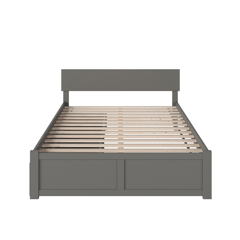 Orlando Queen Wood Platform Bed with Footboard and Storage Drawers in Grey