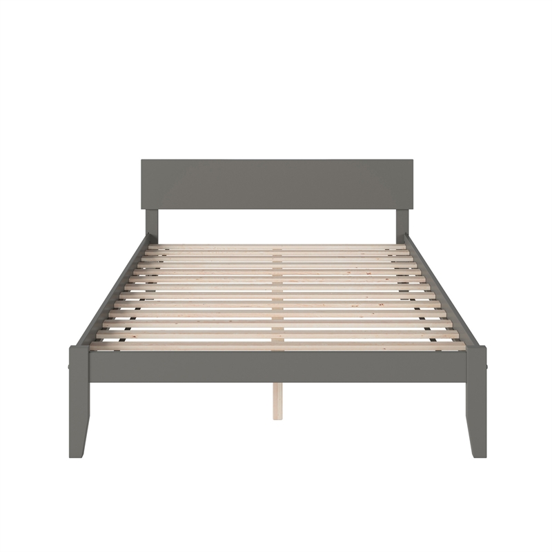 Orlando King Wood Platform Bed with Modern Panel Headboard in Grey