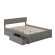 Orlando King Wood Platform Bed with Footboard and Storage Drawers in Grey