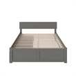 Orlando King Wood Platform Bed with Footboard and Storage Drawers in Grey