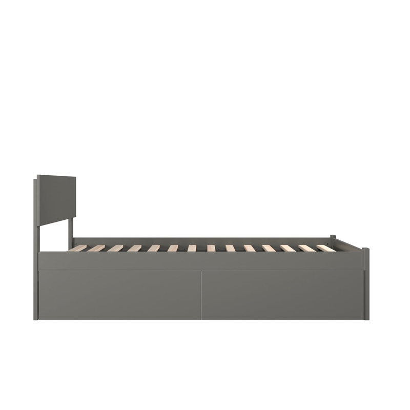 Orlando King Wood Platform Bed with Footboard and Storage Drawers in Grey