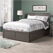 Nantucket Full Wood Platform Bed with Footboard and Storage Drawers in Grey