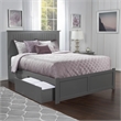 Nantucket King Wood Platform Bed with Footboard and Storage Drawers in Grey