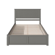 Nantucket King Wood Platform Bed with Footboard and Storage Drawers in Grey