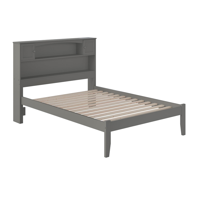 AFI Newport Full Solid Wood Platform Bookcase Bed in Grey