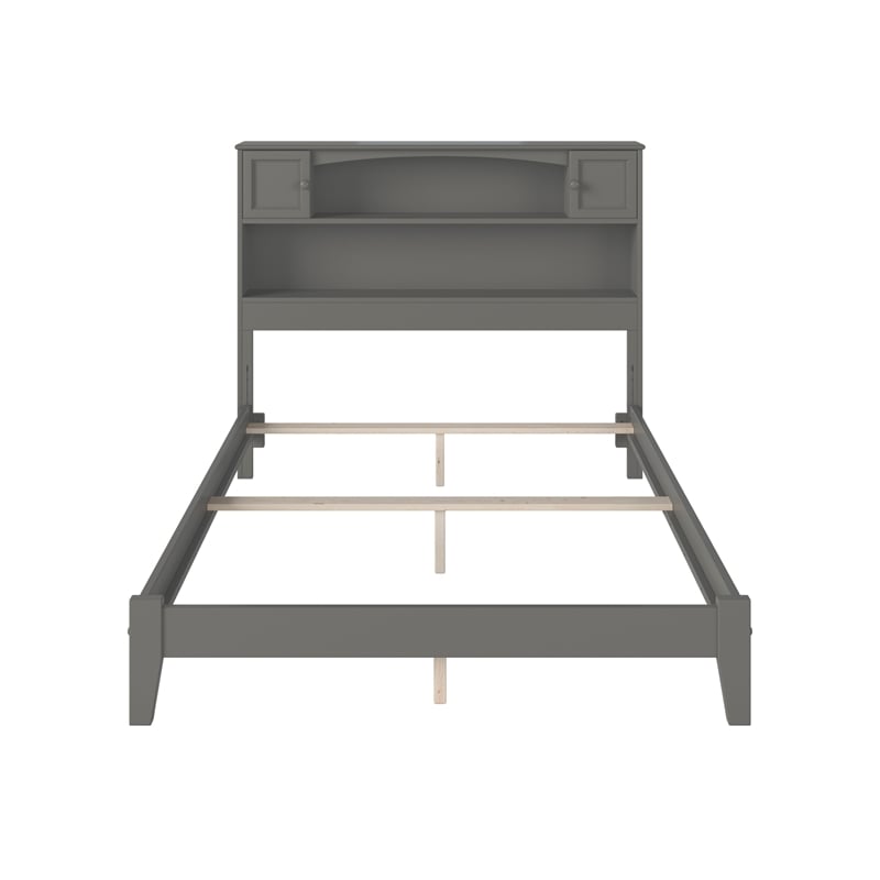 AFI Newport Full Bookcase Solid Wood Panel Bed in Grey