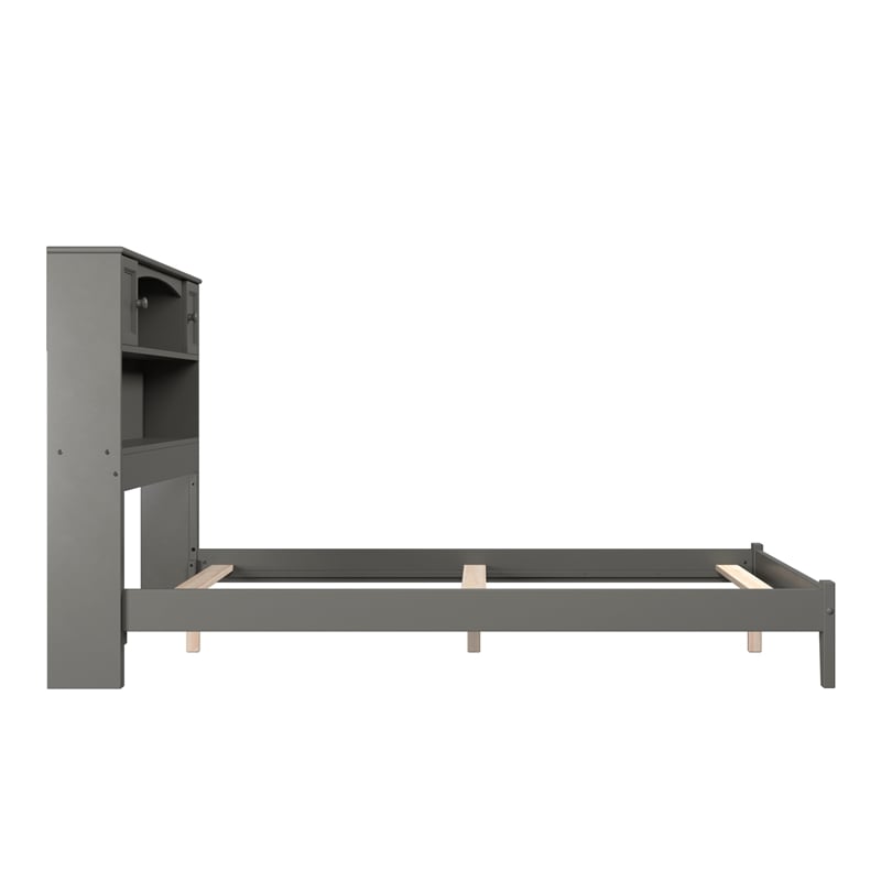 AFI Newport Full Bookcase Solid Wood Panel Bed in Grey