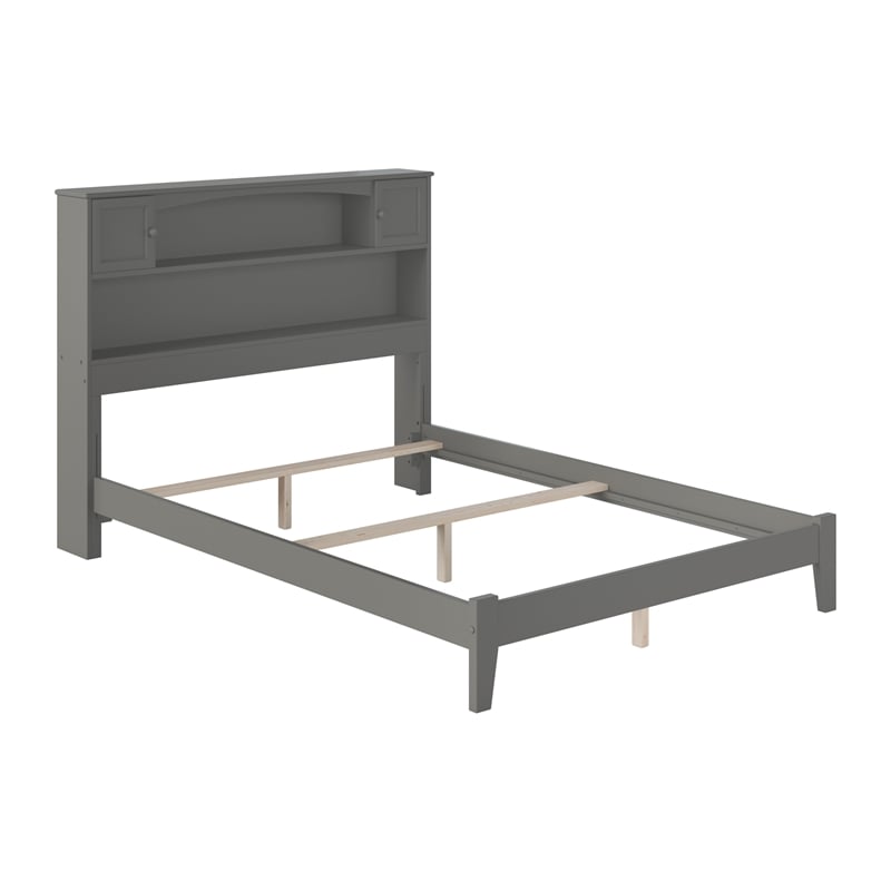AFI Newport Full Bookcase Solid Wood Panel Bed in Grey