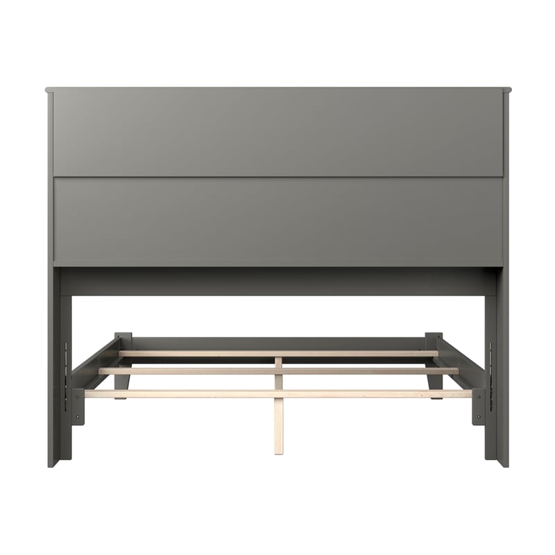 AFI Newport Full Bookcase Solid Wood Panel Bed in Grey